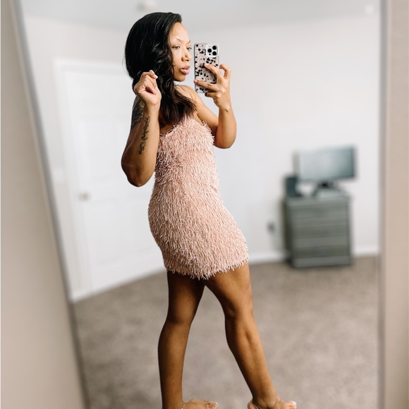 Dusty Pink Missguided fringe mine dress sz 8 - Picture 8 of 17